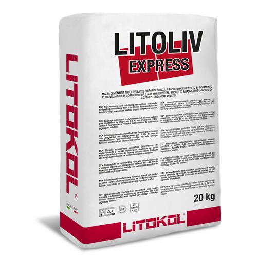 Faserverstärkter Mörtel - LITOLIV EXPRESS - LITOKOL - für selbstnivelierenden Estrich / selbstnivellierend / schrumpffrei