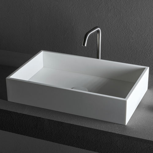 Aufsatzwaschbecken - CUBE - MAKRO - Stahl / Corian® / rechteckig