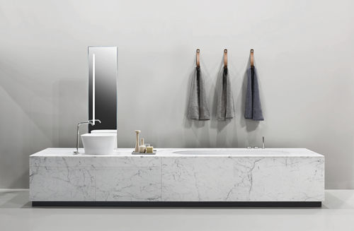 Corian®-Badewanne - WASHBASIN SYSTEM - MAKRO - Holz / Glas / Edelstahl