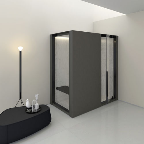 Dampfduschkabine - H2_HAMMAM - MAKRO - Glas / mit Pendeltür / für Eckeinbau