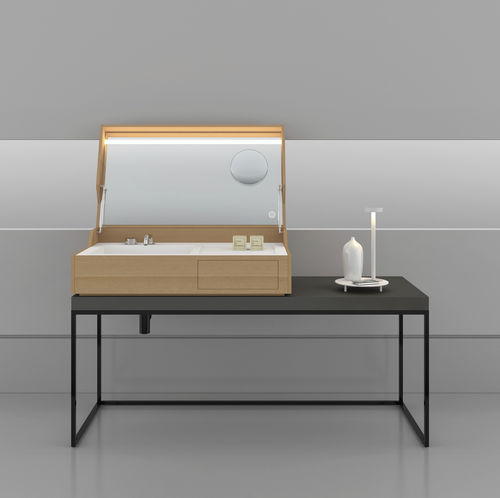 Aufsatzwaschbecken - HIDDEN WIREFRAME - MAKRO - Holz / Edelstahl / Corian®