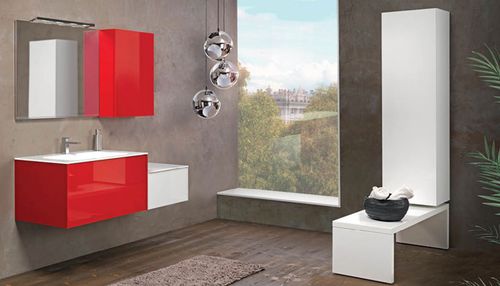 Wandhängender Waschtisch-Unterschrank - V63 - MOBILTESINO - Massivholz / modern / mit Schubladen