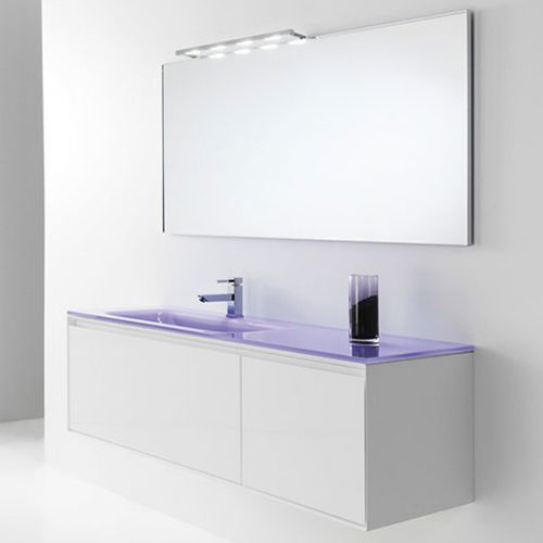Wandhängender Waschtisch-Unterschrank - LU.02 - MOBILTESINO - Holz / Glas / modern