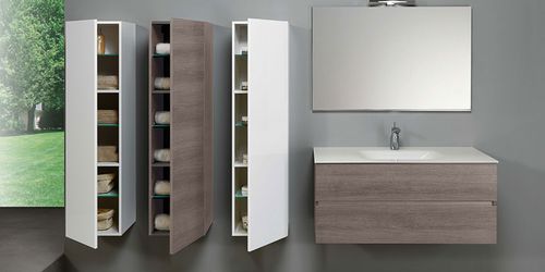 Wandhängender Waschtisch-Unterschrank - HD.07 - MOBILTESINO - Laminat / Glas / modern
