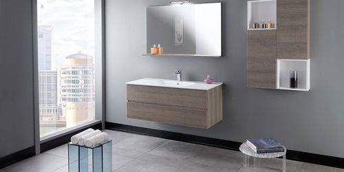 Wandhängender Waschtisch-Unterschrank - HD.11 - MOBILTESINO - Laminat / Keramik / modern