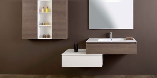 Wandhängender Waschtisch-Unterschrank - HD.02 - MOBILTESINO - Laminat / Keramik / modern