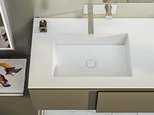 Eingebautes Waschbecken - AQUA MODULE - MOMA DESIGN - Corian® / mit integrierter Waschtischplatte / nach Maß