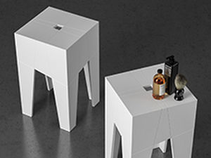 Moderner Hocker - TANGRAM - MOMA DESIGN - Metall / Gestell aus Metall / quadratisch