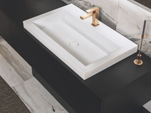 Aufsatzwaschbecken - HALF PLANAR SQUARE - MOMA DESIGN - Corian® / rechteckig / ohne Öffnung