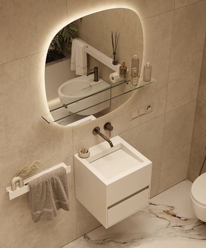 Wand-Waschbecken - CUBIC - MOMA DESIGN - Holz / Corian® / nach Maß