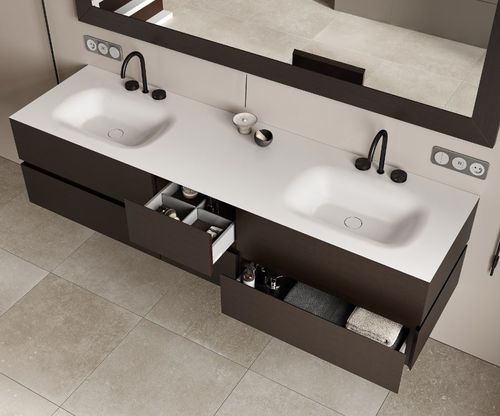Unterbauwaschbecken - AQUATICO  - MOMA DESIGN - Mineralwerkstoff / mit integrierter Waschtischplatte / nach Maß