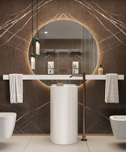 Bodenstehendes Waschbecken - ROUND BASINS - MOMA DESIGN - Corian® / nach Maß / rund