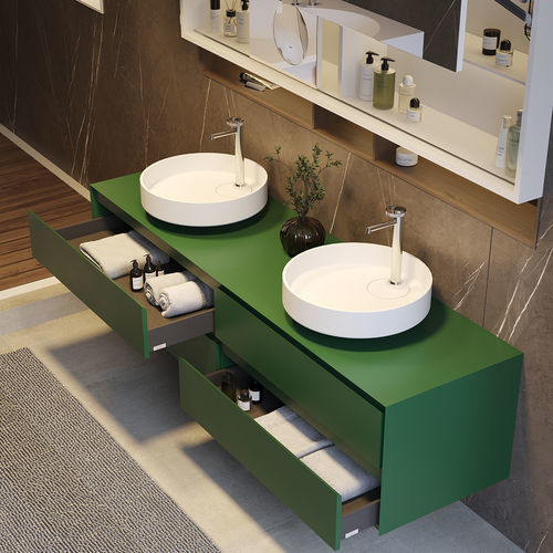 Aufsatzwaschbecken - OYSTER  - MOMA DESIGN - Mineralwerkstoff / doppelt / rund