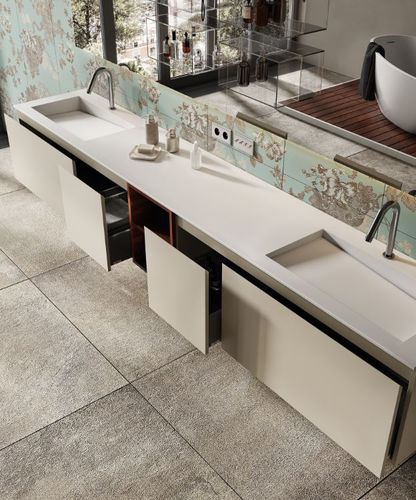 Wand-Waschbecken - CAPRI - MOMA DESIGN - Corian® / nach Maß / doppelt