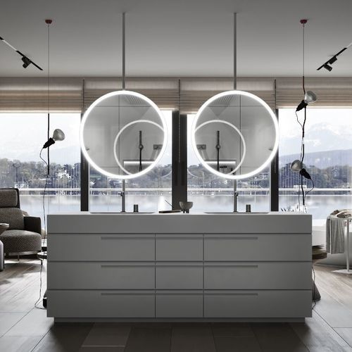 Doppelter Waschtisch-Unterschrank - EMPHASIS - MOMA DESIGN - freistehend / lackiertes Holz / modern