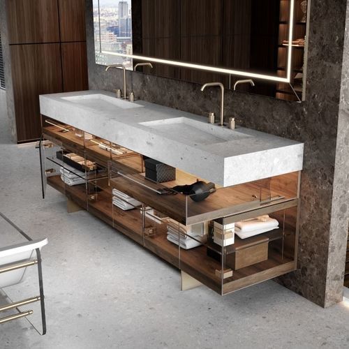 Doppelter Waschtisch-Unterschrank - ELEGANCE  - MOMA DESIGN - wandmontiert / freistehend / Holz