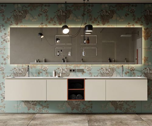 Doppelter Waschtisch-Unterschrank - EMOTION  - MOMA DESIGN - wandmontiert / Eiche / MDF