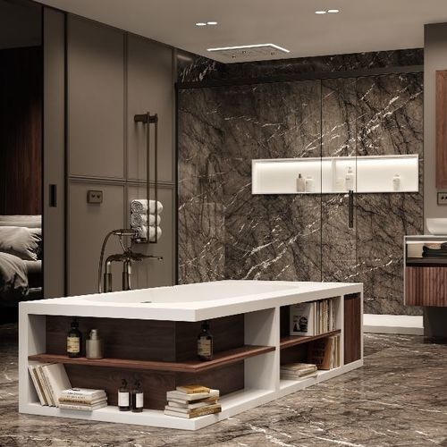 Freistehende Badewanne - IVORY TUB  - MOMA DESIGN - für Wohnungen / Corian® / Nussbaum