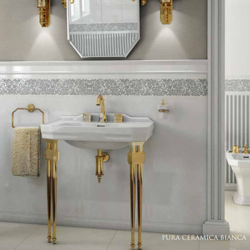 Waschbecken auf Füßen - PURA CERAMICA BIANCA - PETRACER'S CERAMICS - Keramik / Edelstahl / rechteckig