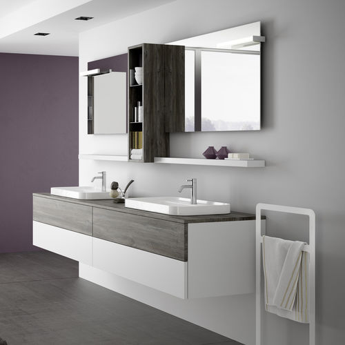 Doppelter Waschtisch-Unterschrank - LOUNGE SLIM: 40 / 200 - PROGETTOBAGNO - wandhängend / Laminat / Keramik