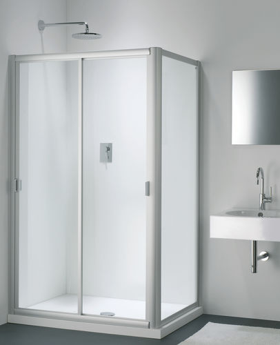 Glas-Duschkabine - NC + WC - PROVEX - Aluminium / mit Schiebetür / faltbar