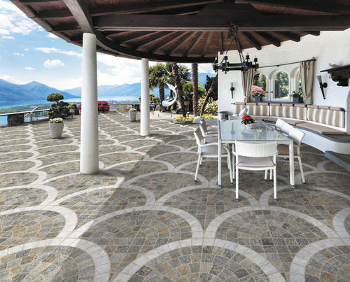 Feinsteinzeugfliesen - MULTICOLOR ARCO BIANCO H20 - Ceramica Rondine - poliert / Struktur / für Außenbereich
