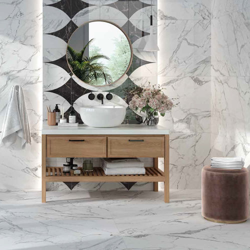 Feinsteinzeugfliesen - STATUARIO - Ceramica Rondine - poliert / in Naturoptik / für den Innenraum