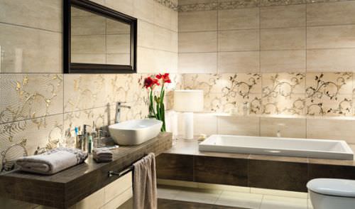 Keramikfliesen - TRAVIATA BEIGE - TUBADZIN - Hochglanz / für den Innenraum / für Badezimmer