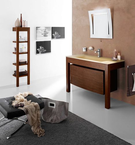 Wandhängender Waschtisch-Unterschrank - ARA - TULLI ZUCCARI - freistehend / Holz / Kristall