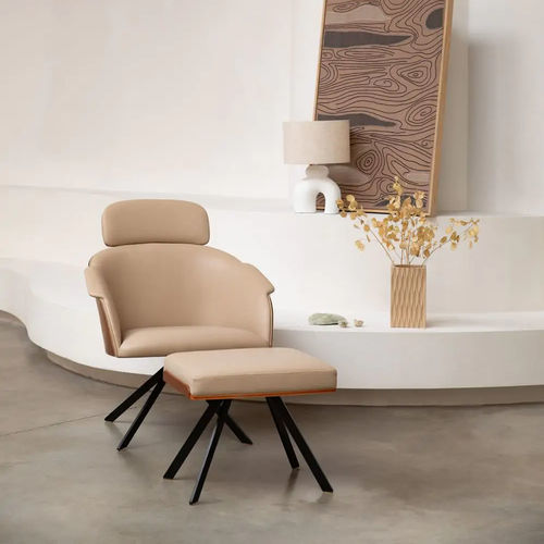 Moderner Sessel - Frie - Zuiver - Leder / mit Fußstütze / beige