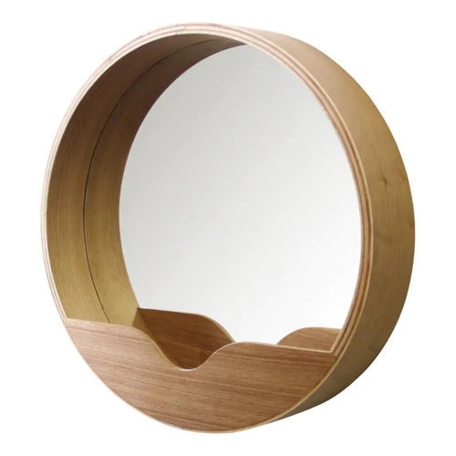 Wandmontierter Spiegel - 8100002 - Zuiver - modern / rund / Holzfurnier