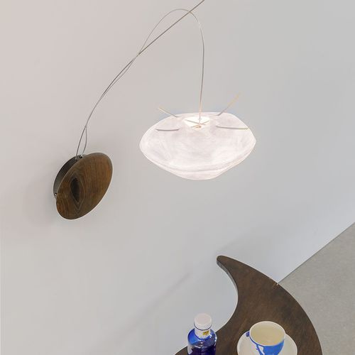 Moderne Wandleuchte - FIL DE COCON - CÉLINE WRIGHT  - für den Innenraum / Nussbaum / Japanpapier