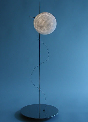 Tischlampe - PETITE LUNE  - CÉLINE WRIGHT  - gebürsteter Edelstahl / Japanpapier / modern