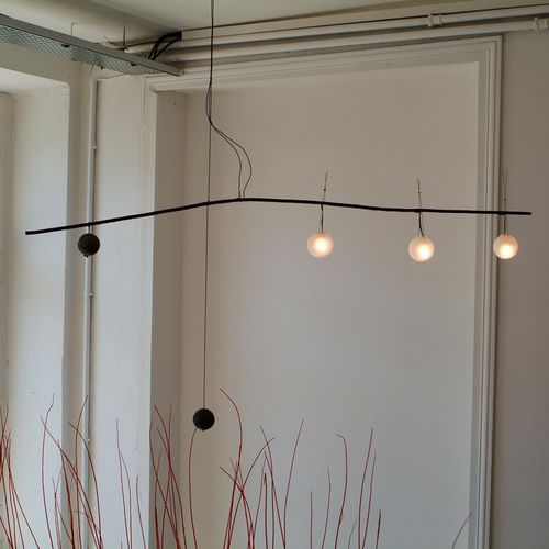 Hängelampe - TI AMO MILAN  - CÉLINE WRIGHT  - gebürsteter Edelstahl / Glas / originelles Design