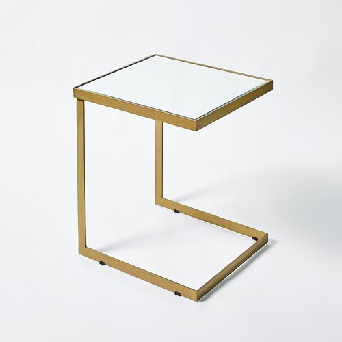 Moderner Beistelltisch - Tablo - DEKNUDT MIRRORS  - Glas / Gestell aus Metall / rechteckig