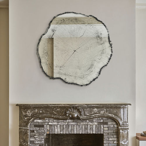 Wandmontierter Spiegel - ARBO Dark L - DEKNUDT MIRRORS  - originelles Design / schwarz / silberfarben