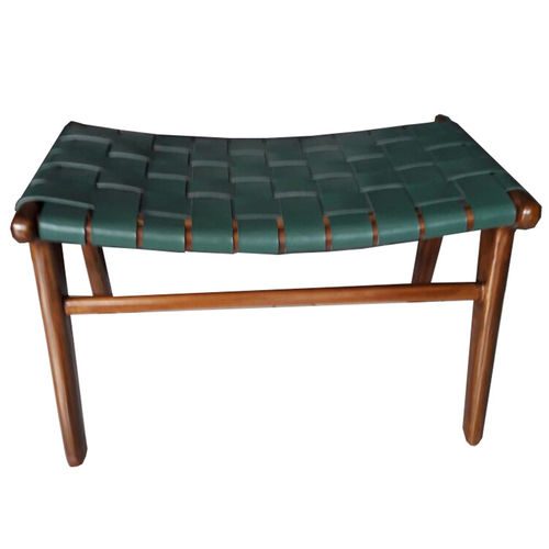 Moderner Hocker - ADAMS - GONG - Leder / Gestell aus Teakholz / Polster