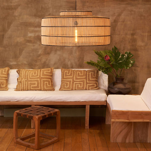 Hängelampe - ALBA - GONG - Metalldraht / Rattan / modern