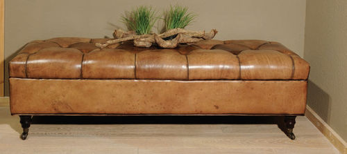 Klassische Polsterbank - OLD ENGLAND HOCKER - HAZENKAMP FURNITURES BV - Leder / braun