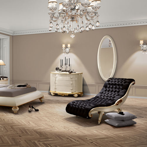 Chesterfield-Liege - Venezia - Jetclass - Stoff / Leder / lackiertes Holz