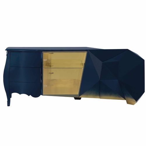 Sideboard / originelles Design - Evo II - Jetclass - lackiertes Metall / Glas / mit Schubladen