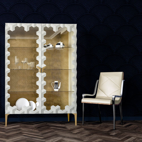 Moderne Vitrine - Triny - Jetclass - gebürsteter Edelstahl / lackiertes Metall / polierter Edelstahl