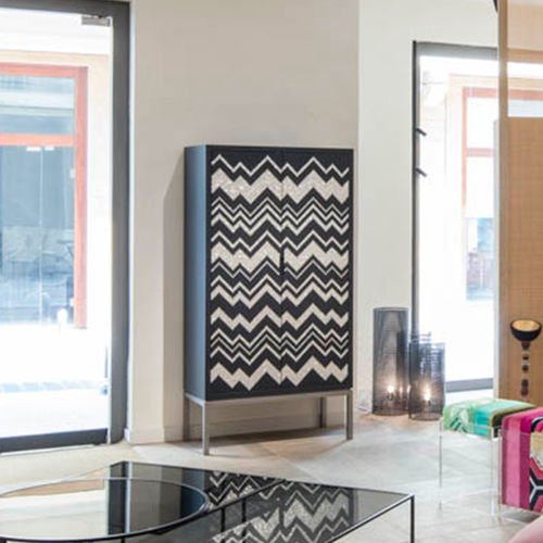 Hohes Sideboard - ZIGZAG - NADA DEBS - modern / Holz / Stahl