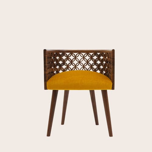 Stuhl / originelles Design - ARABESQUE - NADA DEBS - für den Innenraum / Stoff / amerikanischer Nussbaum
