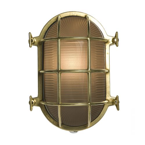 Moderne Wandleuchte - ORIGINAL BTC - für Außenbereich / Milchglas / Messing
