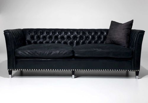Klassisches Sofa - FLORENCE - ORIOR BY DESIGN LTD - Leder / schwarz / 3 Plätze