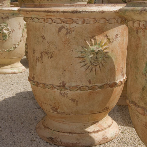 Ton-Pflanzgefäß - SUN-FACE - POTERIE LE CHÊNE VERT - rund