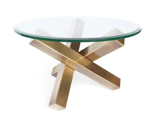 Moderner Couchtisch - JAX - VILLIERS - Glas / Metall / rund