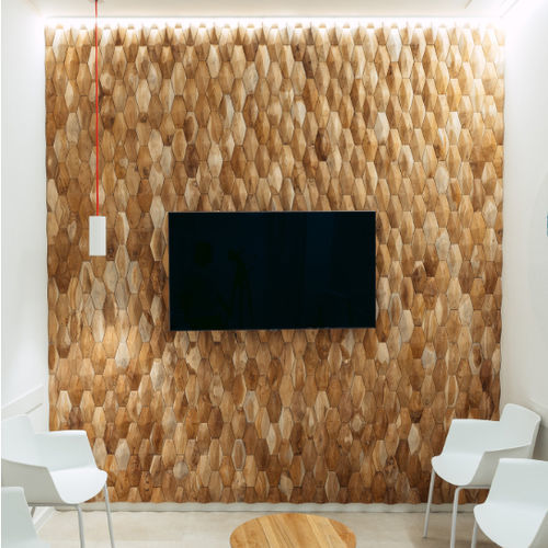 Verkleidungs-Dekorplatte - Cameo Teak - WONDERWALL STUDIOS - wandmontiert / aus recyceltem Teakholz / 3D