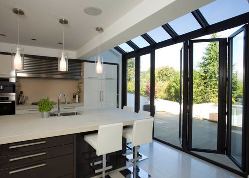 Schiebe-Stapel-Terrassentür - KITCHEN EXTENSIONS - Apropos Tectonic Limited - Aluminium / mit Doppelverglasung